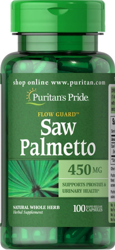 Puritans Pride Saw Palmetto 450mg Fertilidad 100cap Ptr Sabor Sin Sabor