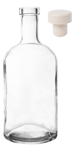 Botella De Vidrio Barrica Gin Licor 750 Ml Con Tapon X 36 Un