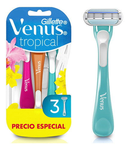 Maquina De Afeitar Gillette Venus Tropical 3un De 3 Hojas