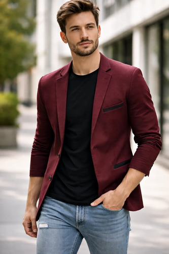 Saco Vino Strech Gabardina Con Coderas