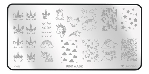 Placa Stamping Pink Mask #36 Unicorns