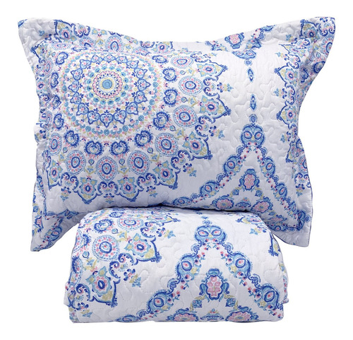 Cubre Cama Queen Mandala Verano Cover 2 Plazas Fundas Quilt