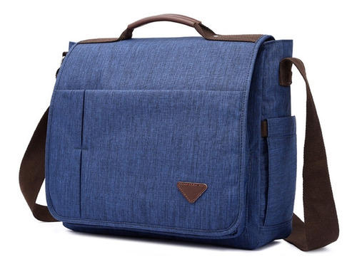 Bolsa Transversal Pasta Mensageiro Carteiro Grande Notebook Cor Azul Desenho Do Tecido Liso