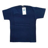 Remera Algodón Escolar Lisa Blanca Azul Niños Niñas