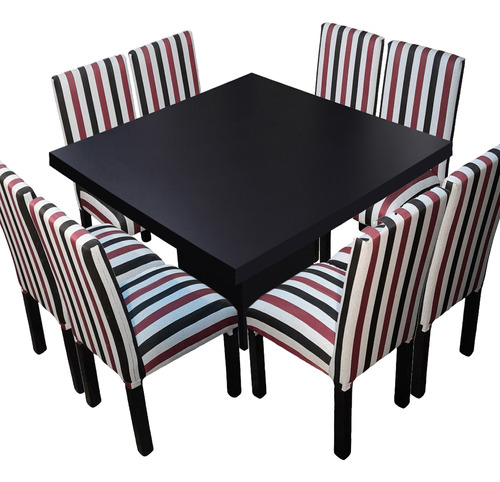 Juego De Mesa Y Sillas - Mesa Db 130x130 Y 8 Sillas Chenille