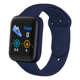 Smartwatch Reloj Fitness Llamada Bluetooth Brazalete Silicón Caja Negro Correa Azul Bisel Negro Diseño De La Correa Liso