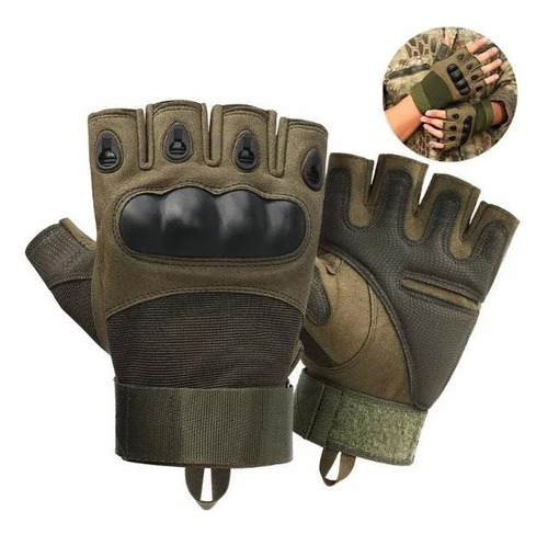 Guantes Tacticos Nudillos Almohadillas Militar Medio Dedo