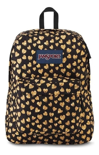 Mochila Jansport Original Escolar Negra Corazones Dorados