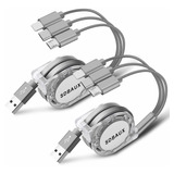 Cable Cargador Multi Usb Sdbaux 3 En 1 Retractil 2-pack