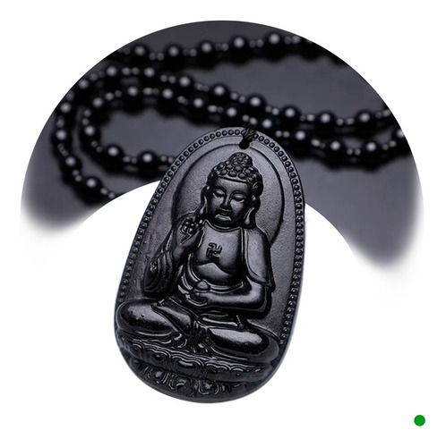Collar Obsidiana Oriental Buda Suerte Amuleto Joyería Zf4h