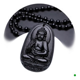 Collar Obsidiana Oriental Buda Suerte Amuleto Joyería Zf4h
