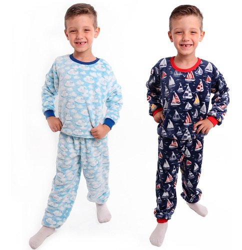 Kit 2 Pijamas Soft De Inverno Infantil Meninos