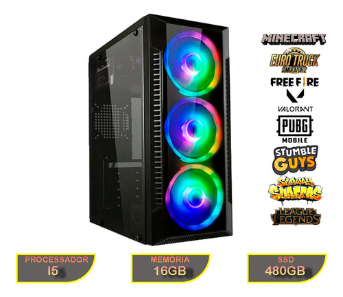 Pc Cpu Gamer Novo Intel I5 16gb Ssd480gb + Jogos Instalados 