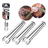 3 Mini Pegadores Inox Frios Gelo Carnes Rodizio Churrascaria