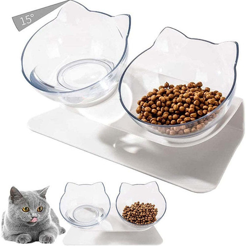 Bowl/ Plato Inclinado Doble Antideslizante Para Gatos