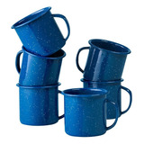 Juego 6 Tazas Para Café De Peltre Azul Jaspeado 360 Ml Cinsa 315657