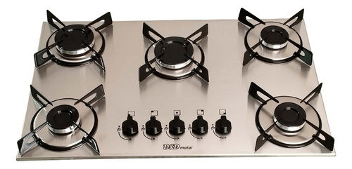 Fogão Cooktop A Gás 5 Bocas Inox 