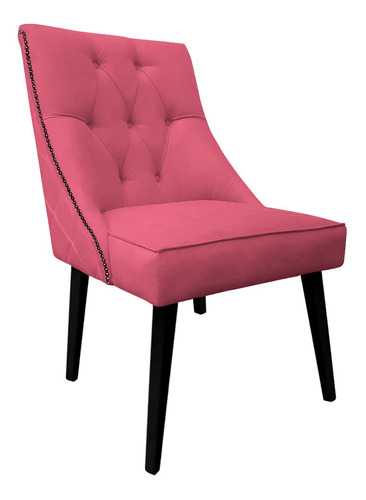 Cadeira Bela Capitone Com Tachas Suede Rosa Pink