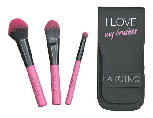 Set Brochas Fascino Make Up Pouch Pink X 3