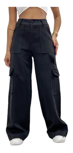 Calça Cargo Feminina Wide Leg Pantalona Tendência Alfaiatari