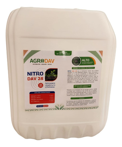 Fertilizante Alto En Nitrógeno (nitro Dav) 20 L