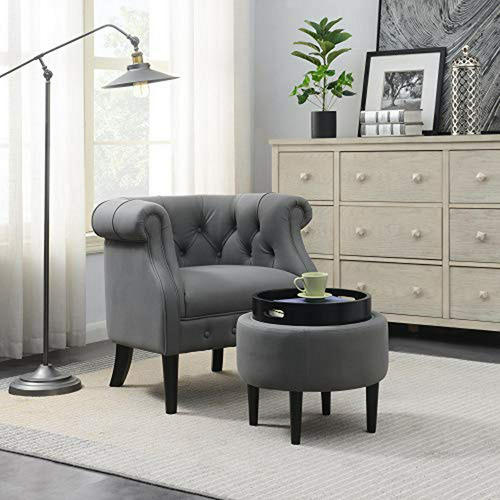 Mueble -  Sillón Decorativo Con Juego Otomano De Almacenamie