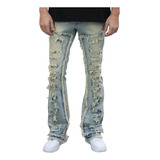 Logeqi® Jeans  Acampanados Con Borlas Creativas Hombre