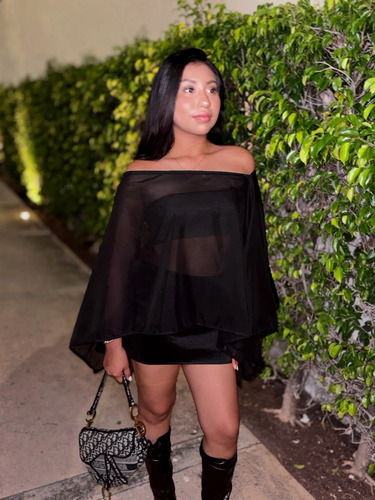 Set 3 Piezas Negro Vestido + Capa + Top Moda Mujer