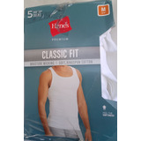 5 Playeras Hanes Premium M 38-40  Blancas Empaque Dañado