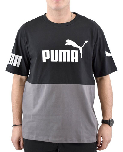 Remera Puma Power Colorblock Negro/gris 62107001