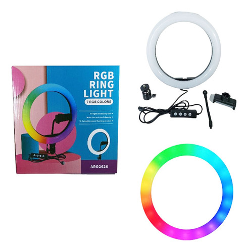 Aro Luz Led Rgb 26 Cm Soporte Celular Rosca Fotografía Video