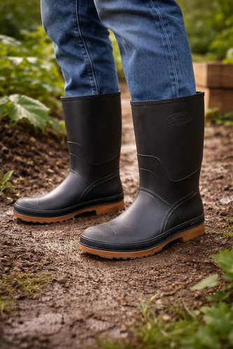 Bota Plástico Impermeable Lluvia Jardinera Hombre Industrial