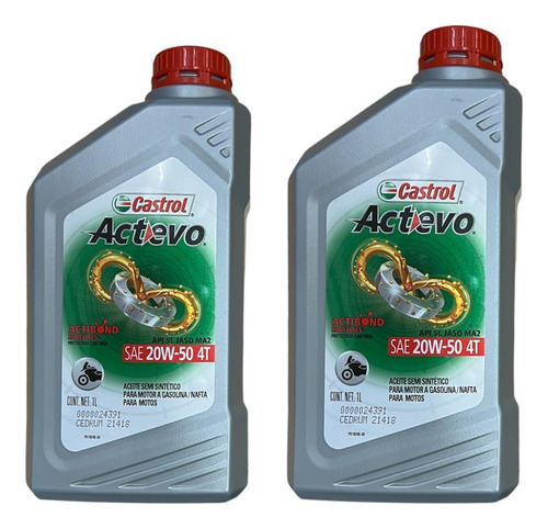 Pack Aceite Para Moto Castrol Semi Actevo 20w50 X2 Avant