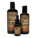 Óleo Barba Kit Shampoo E Balm Hidratante Viking Linha Terra