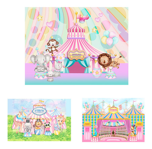 Painel Tecido Sublimado 3d Circo Rosa 09 2,5x1,5m