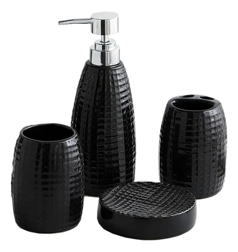 Set X4 Para Baño Ceramica Jabonera Dispenser De Jabon Vaso