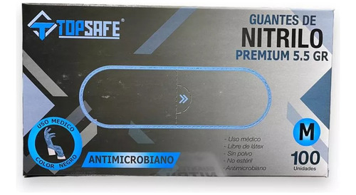 Guante Nitrilo Negro Talla M Premium 5.5gr Caja De 100 Uni