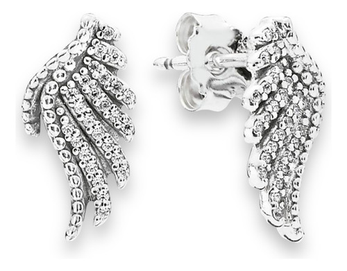 Aros Pandora Original Alas Angel Plumas Brillantes Pendiente