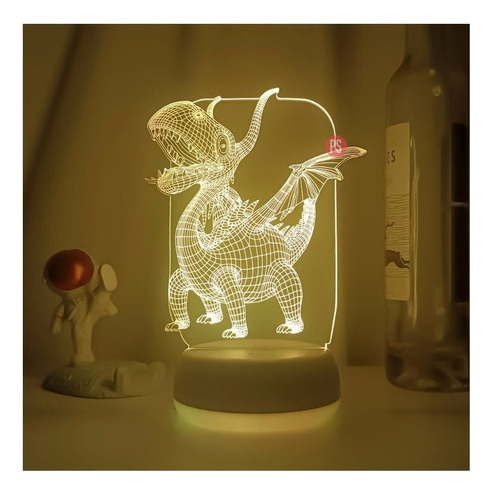 Lámpara Espantacuco Led 3d Para Niños Dinosaurio - Ps