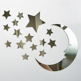 Stickers Luna Y Estrellas 3d Plateados Con Adhesivo
