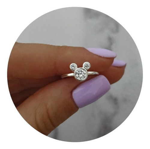 Anillo Mickey Cubic De Plata 925 Disney Mickey Mouse