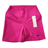 Short Corto Deportivo Aloo Yogaa Liso Dama Licra Negro Rosa