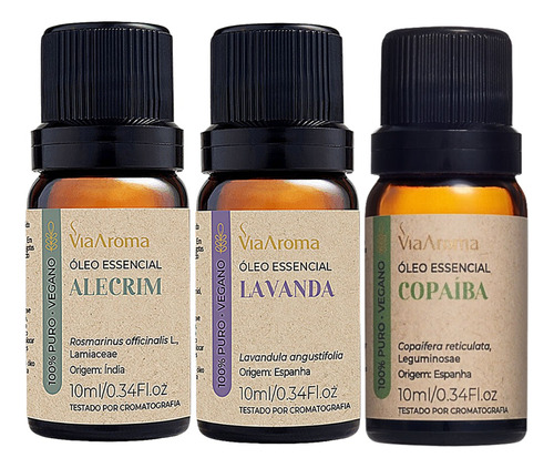 Óleo Essencial Lavanda + Alecrim + Copaiba Via Aroma