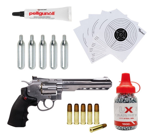 Revolver Crosman Sr 357  Co2 Bbs 4.5mm Silver Xchws C