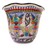 Maceta De 30cm Artesanal Hecha De Talavera