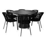 Comedor Redondo Silla Artesanal Tequila By Promobel Color Negro