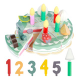 Pastel Cumpleaños Juguete De Madera Juego Madera Montessori