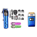 Kit Wmark Maquina De Corte Ng 9003 + Ng 996 Azul Shaver 