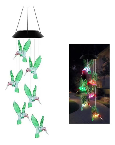Luzes Led Solares Decorativas Hummingbird Wind Chime