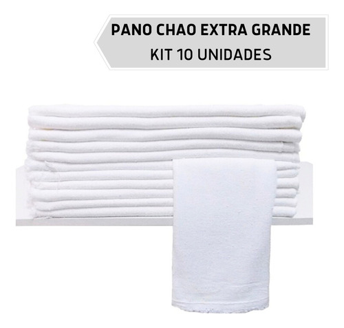 Pano De Chao Atacado Limpeza Saco Alvejado Grande Kit 10 Un Cor Branco